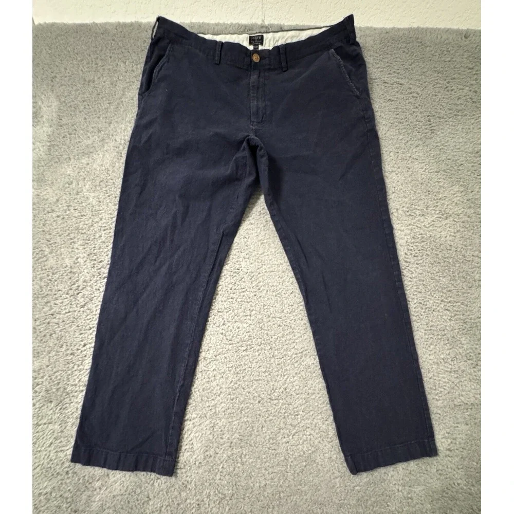 J. CREW Sutton Chino Pants Mens 38‎ Navy Blue Flat Front Dress Slacks Trousers